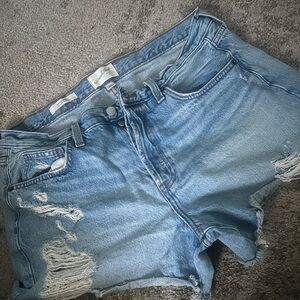 H&M Light Blue Distressed Jean Shorts
